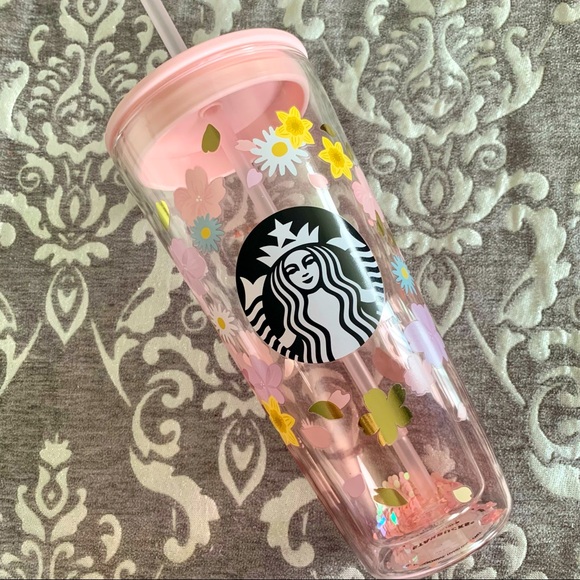 Starbucks Other - 🤩 Starbucks Glitter Glass Sakura Blossom Tumbler